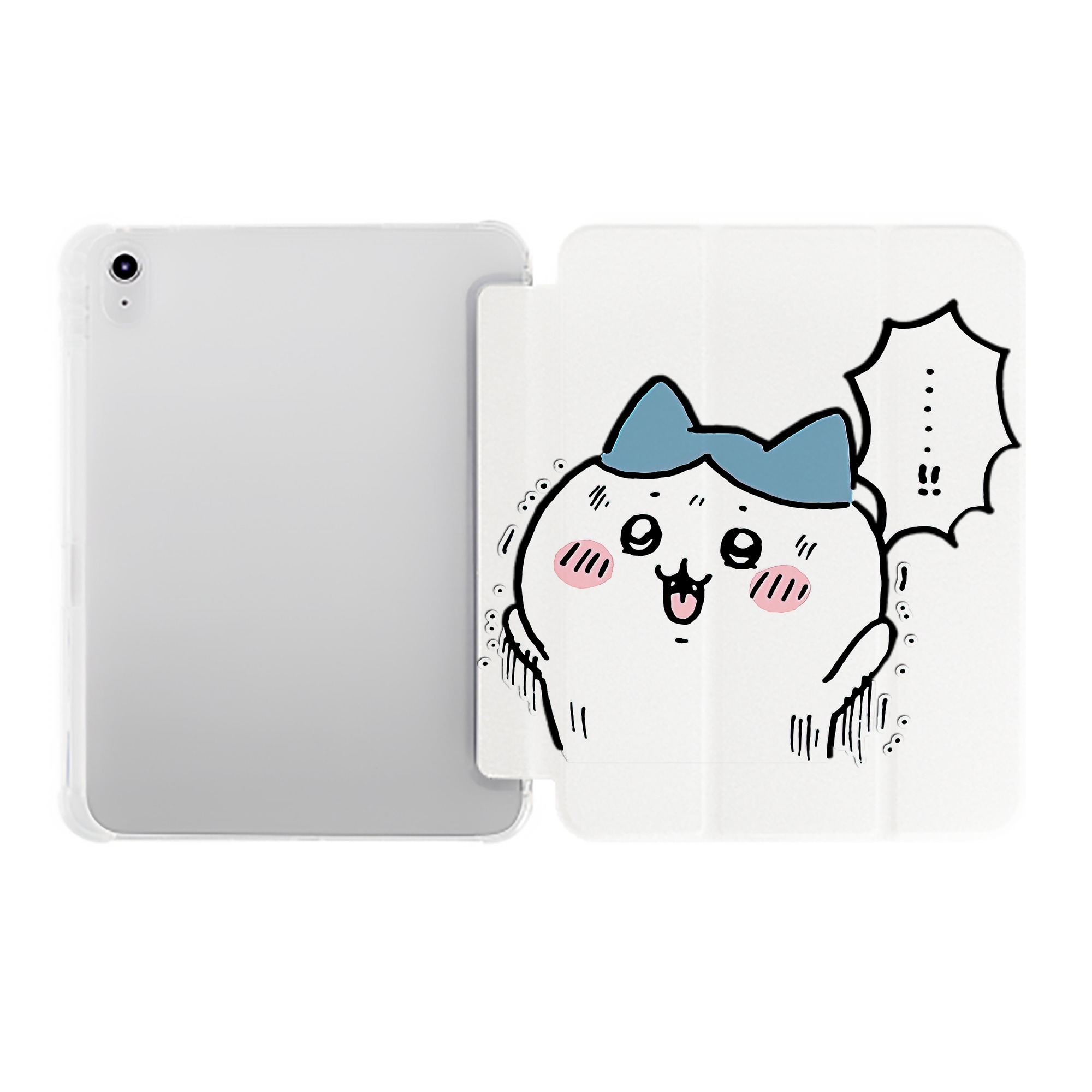（画像用） ちいかわ ハチワレ Chii-kawa hachiware IPad ケース ペン収納付き 三つ折りスタンド PUレザー×シリコン 対応機種9.5/10.5/10.9インチ